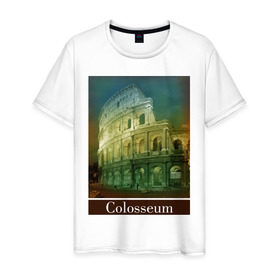 Мужская футболка хлопок с принтом Колизей в Белгороде, 100% хлопок | прямой крой, круглый вырез горловины, длина до линии бедер, слегка спущенное плечо. | rome | urban | город | города | достопримечательности | колизей | рим | урбан