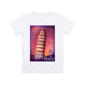Детская футболка хлопок с принтом Италия. Пизанская башня в Белгороде, 100% хлопок | круглый вырез горловины, полуприлегающий силуэт, длина до линии бедер | pisa | urban | город | города | достопримечательности | пиза | пизанская башня | урбан