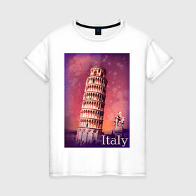 Женская футболка хлопок с принтом Италия. Пизанская башня в Белгороде, 100% хлопок | прямой крой, круглый вырез горловины, длина до линии бедер, слегка спущенное плечо | pisa | urban | город | города | достопримечательности | пиза | пизанская башня | урбан