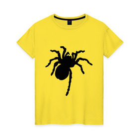 Женская футболка хлопок с принтом Паук (spider) в Белгороде, 100% хлопок | прямой крой, круглый вырез горловины, длина до линии бедер, слегка спущенное плечо | насекомые | паутина | паучок | черная вдова | черный паук