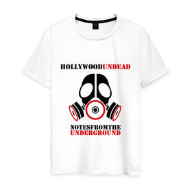 Мужская футболка хлопок с принтом Hollywood undead, notes from the underground в Белгороде, 100% хлопок | прямой крой, круглый вырез горловины, длина до линии бедер, слегка спущенное плечо. | хип хоп