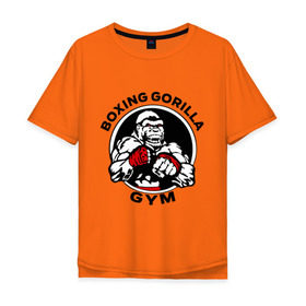 Мужская футболка хлопок Oversize с принтом Boxing gorilla gym в Белгороде, 100% хлопок | свободный крой, круглый ворот, “спинка” длиннее передней части | боец | бокс | боксер | горила | горилла | кулаки | обезьяна | спорт | спортсменам