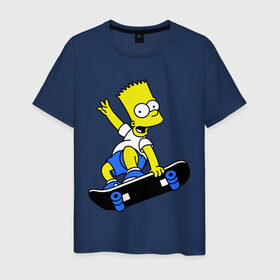 Мужская футболка хлопок с принтом Барт на скейте в Белгороде, 100% хлопок | прямой крой, круглый вырез горловины, длина до линии бедер, слегка спущенное плечо. | simpsons | барт симпсон | мультфильмы | симпсоны