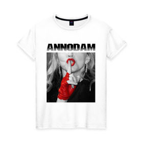 Женская футболка хлопок с принтом Annodam в Белгороде, 100% хлопок | прямой крой, круглый вырез горловины, длина до линии бедер, слегка спущенное плечо | madonna | актирса | голливуд | звезды | знаменитости | мадонна | певица