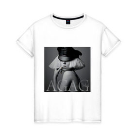 Женская футболка хлопок с принтом Ydal Agag в Белгороде, 100% хлопок | прямой крой, круглый вырез горловины, длина до линии бедер, слегка спущенное плечо | Тематика изображения на принте: lady gaga | актирса | голливуд | звезды | знаменитости | леди гага | певица