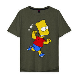 Мужская футболка хлопок Oversize с принтом Барт бой без правил в Белгороде, 100% хлопок | свободный крой, круглый ворот, “спинка” длиннее передней части | bart simpson | simpsons | барт симпсон | драка | симпсоны