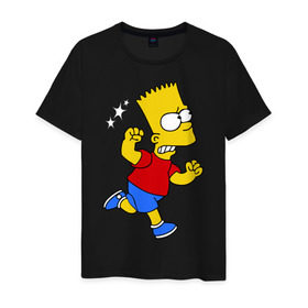 Мужская футболка хлопок с принтом Барт бой без правил в Белгороде, 100% хлопок | прямой крой, круглый вырез горловины, длина до линии бедер, слегка спущенное плечо. | bart simpson | simpsons | барт симпсон | драка | симпсоны