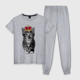 Женская пижама хлопок с принтом Meow kitten в Белгороде, 100% хлопок | брюки и футболка прямого кроя, без карманов, на брюках мягкая резинка на поясе и по низу штанин | kitten | meow | meow kitten | киса | кот | котик | котэ | котяра | кошка | прикольный кот