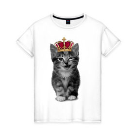 Женская футболка хлопок с принтом Meow kitten в Белгороде, 100% хлопок | прямой крой, круглый вырез горловины, длина до линии бедер, слегка спущенное плечо | kitten | meow | meow kitten | киса | кот | котик | котэ | котяра | кошка | прикольный кот