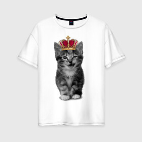 Женская футболка хлопок Oversize с принтом Meow kitten в Белгороде, 100% хлопок | свободный крой, круглый ворот, спущенный рукав, длина до линии бедер
 | kitten | meow | meow kitten | киса | кот | котик | котэ | котяра | кошка | прикольный кот