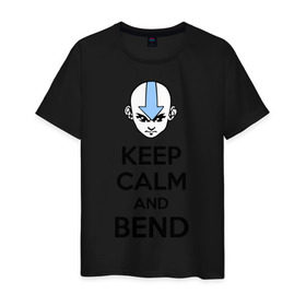 Мужская футболка хлопок с принтом Keep calm and bend в Белгороде, 100% хлопок | прямой крой, круглый вырез горловины, длина до линии бедер, слегка спущенное плечо. | 