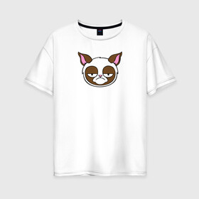 Женская футболка хлопок Oversize с принтом Stay grumpy and hate everything в Белгороде, 100% хлопок | свободный крой, круглый ворот, спущенный рукав, длина до линии бедер
 | грустный кот | интернет приколы | кот мем | котенок | котик | кошка | хмурый кот