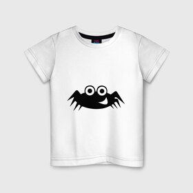 Детская футболка хлопок с принтом Весёлый паучок в Белгороде, 100% хлопок | круглый вырез горловины, полуприлегающий силуэт, длина до линии бедер | насекомые | паук