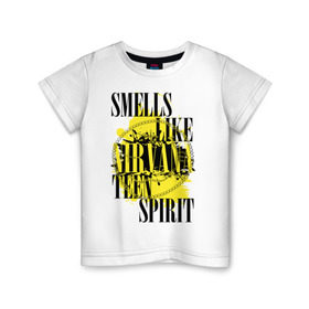 Детская футболка хлопок с принтом Smells like teen spirit в Белгороде, 100% хлопок | круглый вырез горловины, полуприлегающий силуэт, длина до линии бедер | smells like teen spirit | музыка | музыкальные группы | нирвана