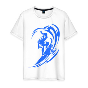 Мужская футболка хлопок с принтом Серфинг (surfing) в Белгороде, 100% хлопок | прямой крой, круглый вырез горловины, длина до линии бедер, слегка спущенное плечо. | серф | серфер | серфинг | экстремальный | экстрим