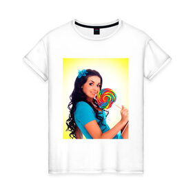 Женская футболка хлопок с принтом Разноцветный леденец в Белгороде, 100% хлопок | прямой крой, круглый вырез горловины, длина до линии бедер, слегка спущенное плечо | 