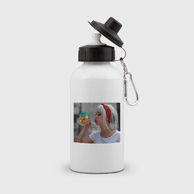 Бутылка спортивная с принтом Мыльный пузырь в Белгороде, металл | емкость — 500 мл, в комплекте две пластиковые крышки и карабин для крепления | девушкам | для девушек | мыльный пузырь | фотография девушки