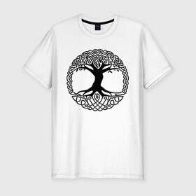 Мужская футболка премиум с принтом Дерево Жизни в Белгороде, 92% хлопок, 8% лайкра | приталенный силуэт, круглый вырез ворота, длина до линии бедра, короткий рукав | дерево | древо жизни | дуб | узоры