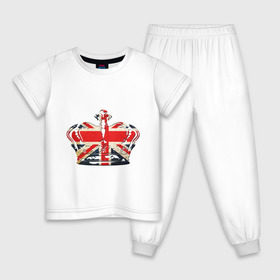 Детская пижама хлопок с принтом Корона, флаг Британии в Белгороде, 100% хлопок |  брюки и футболка прямого кроя, без карманов, на брюках мягкая резинка на поясе и по низу штанин
 | Тематика изображения на принте: британия | королевская корона | корона | корона с британским флагом | флаг британии