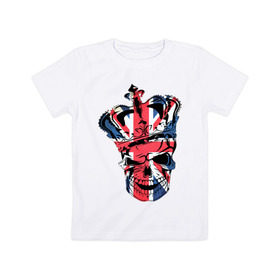 Детская футболка хлопок с принтом Британский череп в Белгороде, 100% хлопок | круглый вырез горловины, полуприлегающий силуэт, длина до линии бедер | great britain | uk | united kingdom | английский флаг | британский флаг | флаг uk | флаг англии | флаг британии | флаг великобритании | череп