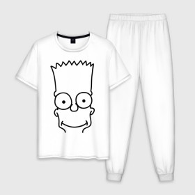 Мужская пижама хлопок с принтом Барт лицо в Белгороде, 100% хлопок | брюки и футболка прямого кроя, без карманов, на брюках мягкая резинка на поясе и по низу штанин
 | simpsons | мультики | мультфильмы | симпсоны