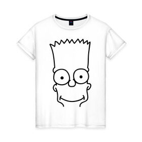 Женская футболка хлопок с принтом Барт лицо в Белгороде, 100% хлопок | прямой крой, круглый вырез горловины, длина до линии бедер, слегка спущенное плечо | simpsons | мультики | мультфильмы | симпсоны