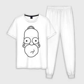 Мужская пижама хлопок с принтом Гомер лицо в Белгороде, 100% хлопок | брюки и футболка прямого кроя, без карманов, на брюках мягкая резинка на поясе и по низу штанин
 | Тематика изображения на принте: гомер