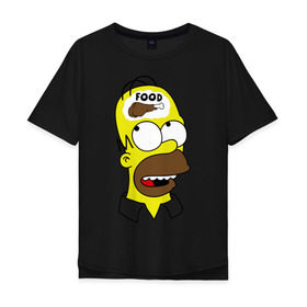 Мужская футболка хлопок Oversize с принтом Гомер думает о еде в Белгороде, 100% хлопок | свободный крой, круглый ворот, “спинка” длиннее передней части | гомер