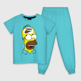 Детская пижама хлопок с принтом Гомер думает о еде в Белгороде, 100% хлопок |  брюки и футболка прямого кроя, без карманов, на брюках мягкая резинка на поясе и по низу штанин
 | гомер