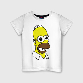 Детская футболка хлопок с принтом Гомер с расширенными зрачками в Белгороде, 100% хлопок | круглый вырез горловины, полуприлегающий силуэт, длина до линии бедер | гомер