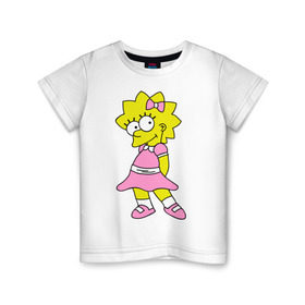 Детская футболка хлопок с принтом Лиза милашка в Белгороде, 100% хлопок | круглый вырез горловины, полуприлегающий силуэт, длина до линии бедер | liza | simpsons | мультики | мультфильмы | симпсоны