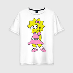 Женская футболка хлопок Oversize с принтом Лиза милашка в Белгороде, 100% хлопок | свободный крой, круглый ворот, спущенный рукав, длина до линии бедер
 | liza | simpsons | мультики | мультфильмы | симпсоны