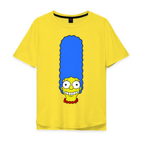 Мужская футболка хлопок Oversize с принтом Мардж лицо в Белгороде, 100% хлопок | свободный крой, круглый ворот, “спинка” длиннее передней части | гомер