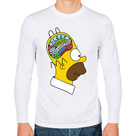 Мужской лонгслив хлопок с принтом Мозг Гомера в Белгороде, 100% хлопок |  | Тематика изображения на принте: гомер