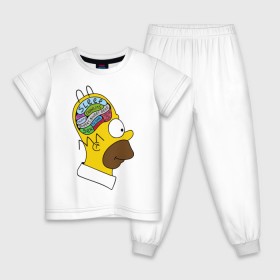 Детская пижама хлопок с принтом Мозг Гомера в Белгороде, 100% хлопок |  брюки и футболка прямого кроя, без карманов, на брюках мягкая резинка на поясе и по низу штанин
 | Тематика изображения на принте: гомер