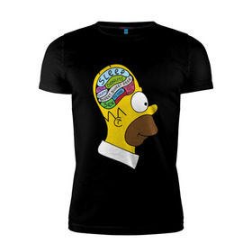 Мужская футболка премиум с принтом Мозг Гомера в Белгороде, 92% хлопок, 8% лайкра | приталенный силуэт, круглый вырез ворота, длина до линии бедра, короткий рукав | гомер
