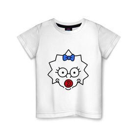 Детская футболка хлопок с принтом Мэгги лицо в Белгороде, 100% хлопок | круглый вырез горловины, полуприлегающий силуэт, длина до линии бедер | simpsons | мультики | мультфильм | симпсоны | симсоны