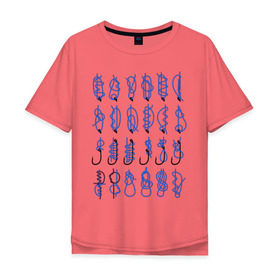 Мужская футболка хлопок Oversize с принтом Рыбацкие узлы в Белгороде, 100% хлопок | свободный крой, круглый ворот, “спинка” длиннее передней части | для рыбака | морские узлы | подарок рыбаку | рыбаку | рыбалка | узлы