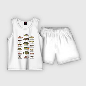 Детская пижама с шортами хлопок с принтом Окуни. в Белгороде,  |  | для рыбака | окуни | окунь | подарок рыбаку | рыбаку | рыбалка