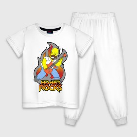 Детская пижама хлопок с принтом Homer Rocks в Белгороде, 100% хлопок |  брюки и футболка прямого кроя, без карманов, на брюках мягкая резинка на поясе и по низу штанин
 | гомер
