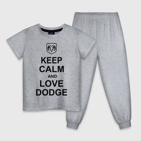 Детская пижама хлопок с принтом keep calm and love dodge в Белгороде, 100% хлопок |  брюки и футболка прямого кроя, без карманов, на брюках мягкая резинка на поясе и по низу штанин
 | авто | додж | сохраняй спокойствие и люби додж | тачки