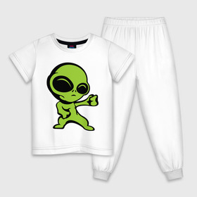 Детская пижама хлопок с принтом Пришелец в Белгороде, 100% хлопок |  брюки и футболка прямого кроя, без карманов, на брюках мягкая резинка на поясе и по низу штанин
 | зеленый человечек | инопланетянин