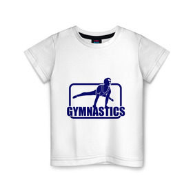 Детская футболка хлопок с принтом Gimnastic (Гимнастика) в Белгороде, 100% хлопок | круглый вырез горловины, полуприлегающий силуэт, длина до линии бедер | sport | брусья | гимнаст | снаряд | спортсмен | тренировка | упражнения