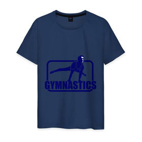 Мужская футболка хлопок с принтом Gimnastic (Гимнастика) в Белгороде, 100% хлопок | прямой крой, круглый вырез горловины, длина до линии бедер, слегка спущенное плечо. | sport | брусья | гимнаст | снаряд | спортсмен | тренировка | упражнения