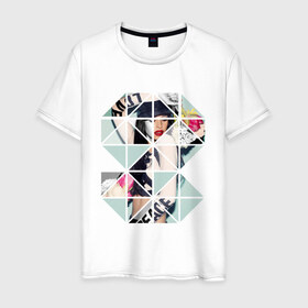 Мужская футболка хлопок с принтом Geometric photo в Белгороде, 100% хлопок | прямой крой, круглый вырез горловины, длина до линии бедер, слегка спущенное плечо. | geometric | геометрик | девушка в геометрий | девушка с цветами