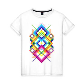 Женская футболка хлопок с принтом Geometric drawing в Белгороде, 100% хлопок | прямой крой, круглый вырез горловины, длина до линии бедер, слегка спущенное плечо | 