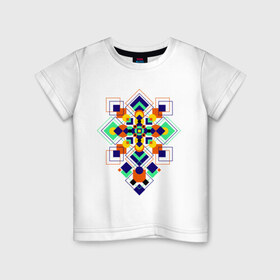 Детская футболка хлопок с принтом Summer geometry в Белгороде, 100% хлопок | круглый вырез горловины, полуприлегающий силуэт, длина до линии бедер | геометрия | ромбики | узоры | фигуры