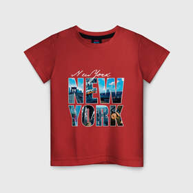 Детская футболка хлопок с принтом New York в Белгороде, 100% хлопок | круглый вырез горловины, полуприлегающий силуэт, длина до линии бедер | dtg | urban style | америка | города | нью йорк