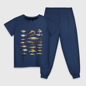 Детская пижама хлопок с принтом Популярные виды рыб в Белгороде, 100% хлопок |  брюки и футболка прямого кроя, без карманов, на брюках мягкая резинка на поясе и по низу штанин
 | рыба | рыбалка | рыбачить | туризм | туристические | туристу | улов