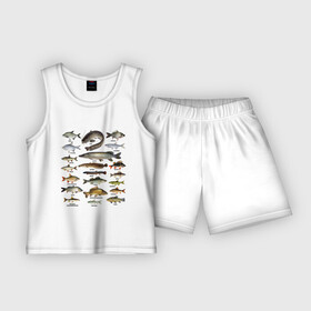 Детская пижама с шортами хлопок с принтом Популярные виды рыб в Белгороде,  |  | Тематика изображения на принте: рыба | рыбалка | рыбачить | туризм | туристические | туристу | улов